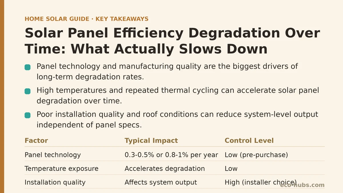 Solar Panel Efficiency Degradation Over Time: What Actually Slows Down