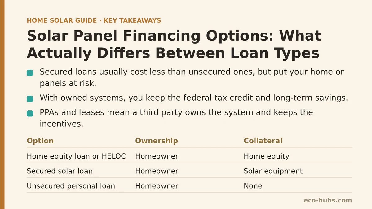 Solar Panel Financing Options: What Actually Differs Between Loan Types