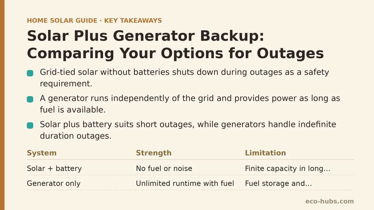 Solar Plus Generator Backup: Comparing Your Options for Outages